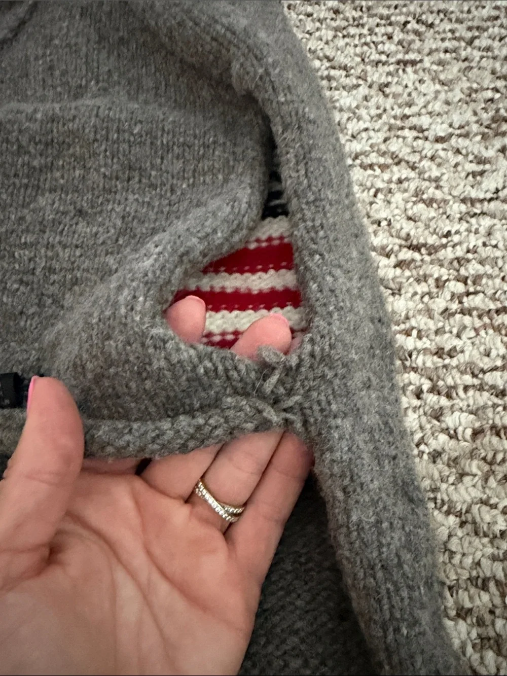Grey Dog Sweater with American Flag Knit